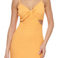 GUESS Women's Sleeveless Textured Knit Side Cutout Midi Dress Orange Size 10