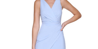 GUESS Women's V Neck Asymmetrical Dress Blue Size 12