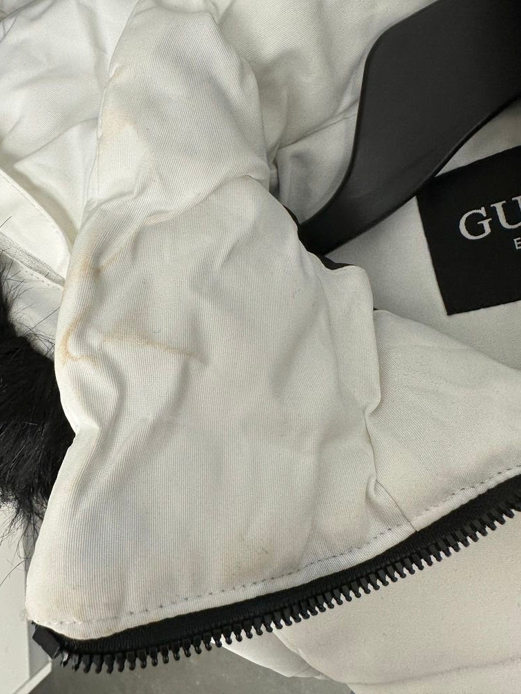 Guess Women's Faux Fur Trim Hooded Puffer Coat White Size Small
