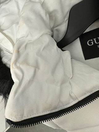 Guess Women's Faux Fur Trim Hooded Puffer Coat White Size Small