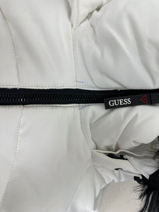 Guess Women's Faux Fur Trim Hooded Puffer Coat White Size Small