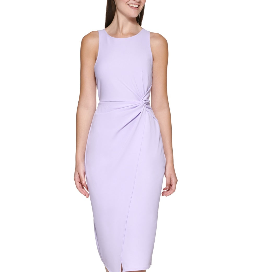 GUESS Women's Twist Front Scuba Crepe Sheath Dress Purple Size Large