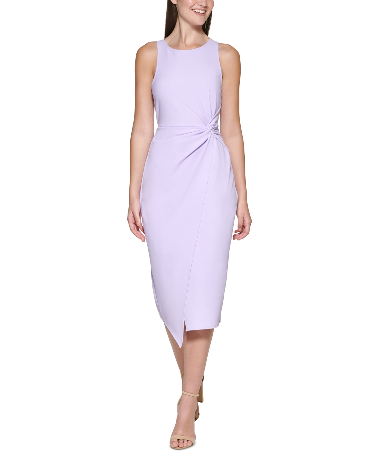 GUESS Women's Twist Front Scuba Crepe Sheath Dress Purple Size Medium