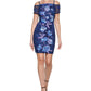 GUESS Women's Embroidered Floral Bodycon Dress Blue Size 8