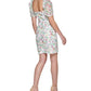 GUESS Women's Printed Lace Puff Sleeve Mini Dress White Size 10