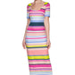 GUESS Women's Striped Ribbed Knit Midi Dress Pink Size 12