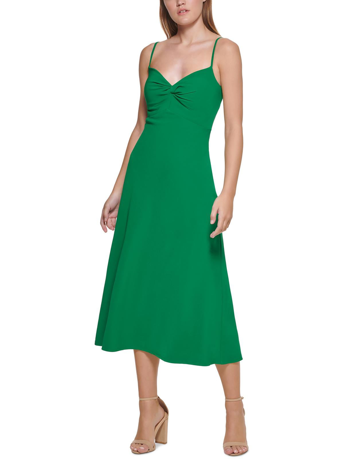 GUESS Women's Knot Front Midi Dress Green Size 16