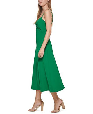 GUESS Women's Knot Front Midi Dress Green Size 10