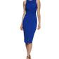 GUESS Women's Twist Front Scuba Crepe Sheath Dress Blue Size Large