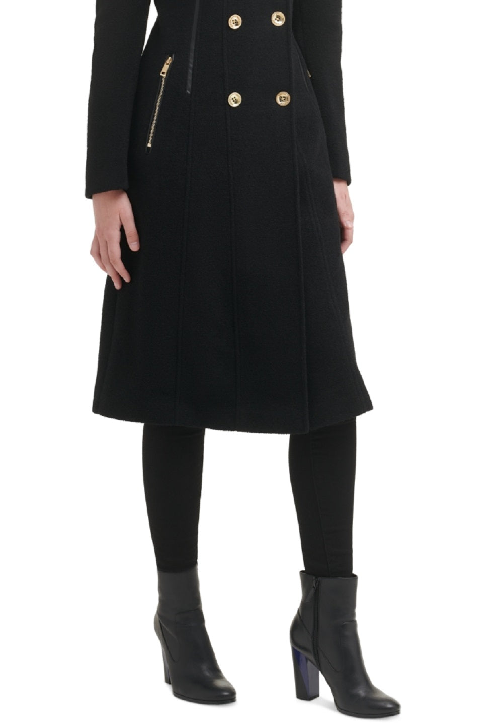 GUESS Women's Double Breasted Walker Coat Black Size Small