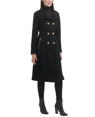 GUESS Women's Double Breasted Walker Coat Black Size Small