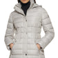 GUESS Women's High Shine Hooded Puffer Coat White Size X-Large