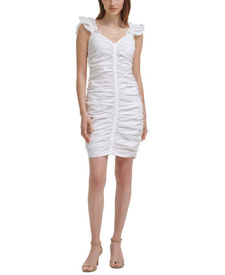 GUESS Women's Ruched Mini Dress White Size 10