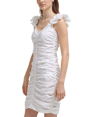 GUESS Women's Ruched Mini Dress White Size 6