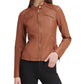 GUESS Women's Faux Leather Moto Jacket Brown Size Medium