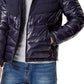 Tommy Hilfiger Men's Chevron Colorblock Hooded Puffer Jacket Blue Size Small