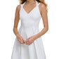 GUESS Women's Sleeveless Embossed Scuba Fit & Flare Dress White Size 14
