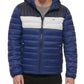 Tommy Hilfiger Men's Quilted Color Blocked Hooded Puffer Jacket Blue Size Large