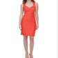 GUESS Women's Coral Stretch Textured Zippered Cut Out Sleeveless Cocktail Body Con Dress Orange Size16