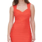 GUESS Women's Coral Stretch Textured Zippered Cut Out Sleeveless Cocktail Body Con Dress Orange Size16