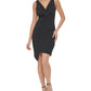GUESS Women's V Neck Asymmetrical Dress Black Size 14
