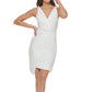 GUESS Women's V Neck Asymmetrical Dress White Size 14