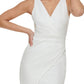 GUESS Women's V Neck Asymmetrical Dress White Size 8