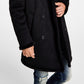 GUESS Men's Faux Shearling Overcoat Black Size Large