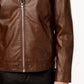 GUESS Men's Faux Leather Detachable Hood Motorcycle Jacket Brown Size XX-Large