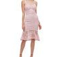 GUESS Women's Flounce Hem Lace Dress Pink Size 8