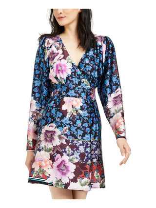 Nanette Lepore Women's Silk Floral Print Wrap Dress Black Size 12