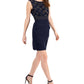 Connected Women's Lace Combo Sheath Dress Blue Size 4Petite