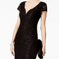 Connected Women's Sequined Lace Column Gown Black Size 6