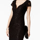 Connected Women's Sequined Lace Column Gown Black Size 10