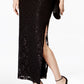 Connected Women's Sequined Lace Column Gown Black Size 10