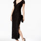 Connected Women's Sequined Lace Column Gown Black Size 12