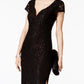 Connected Women's Sequined Lace Column Gown Black Size 14
