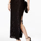 Connected Women's Sequined Lace Column Gown Black Size 14