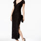 Connected Women's Sequined Lace Column Gown Black Size 16