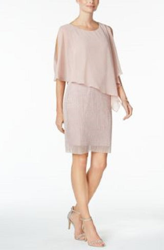 Connected Women's Capelet Sheath Dress Pink Size 14