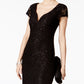 Connected Women's Sequined Lace Column Gown Black Size 4Petite