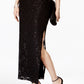 Connected Women's Sequined Lace Column Gown Black Size 4Petite