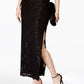 Connected Women's Sequined Lace Column Gown Black Size 6Petite