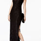 Connected Women's Sequined Lace Column Gown Black Size 8Petite