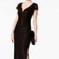 Connected Women's Sequined Lace Column Gown Black Size 8Petite