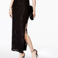 Connected Women's Sequined Lace Column Gown Black Size 8Petite