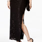Connected Women's Sequined Lace Column Gown Black Size 10Petite