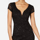Connected Women's Sequined Lace Sweetheart Sheath Dress Black Size 12