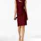 Connected Women's Sequined Lace Cutout Sheath Dress Red Size 8