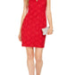 Connected Women's Sequined Lace Sweetheart Sheath Dress Red Size 4